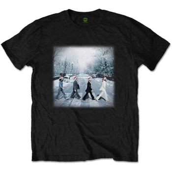 Image of The Beatles - Abbey Christmas Unisex Medium T-Shirt - Black