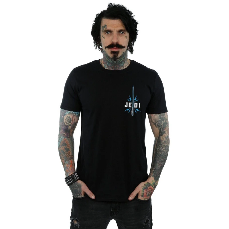 Image of Disney Men Star Wars The Rise Of Skywalker Jedi Badge Breast Print T-Shirt in Black Size: Small Black S Male 5059400286045