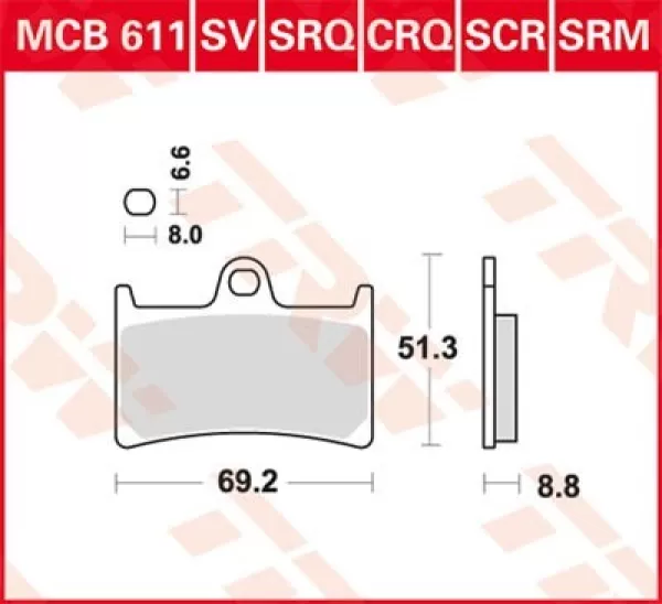 Image of TRW Brake pad set MCB611 Brake pads,Brake pad set, disc brake,Disk pads,Brake pad kit,Brake pads & brake pad set,Disc brake pad set