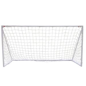 Image of Charles Bentley Pair Of Plastic Portable White Football Goal Inc Net - 8ft X 4ft