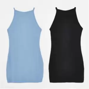 Image of Missguided Petite Racer Neck Mini Dress 2 Pack - Multi