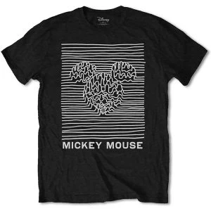 Image of Disney - Mickey Mouse Unknown Pleasures Unisex X-Large T-Shirt - Black
