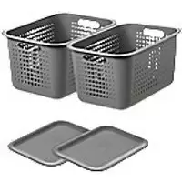 Image of SmartStore Storage Basket Plastic Grey 28 (W) x 37 (D) x 23 (H) cm 3187785231847852