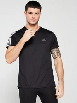Image of Adidas 3S Running T-Shirt - Black, Size S, Men