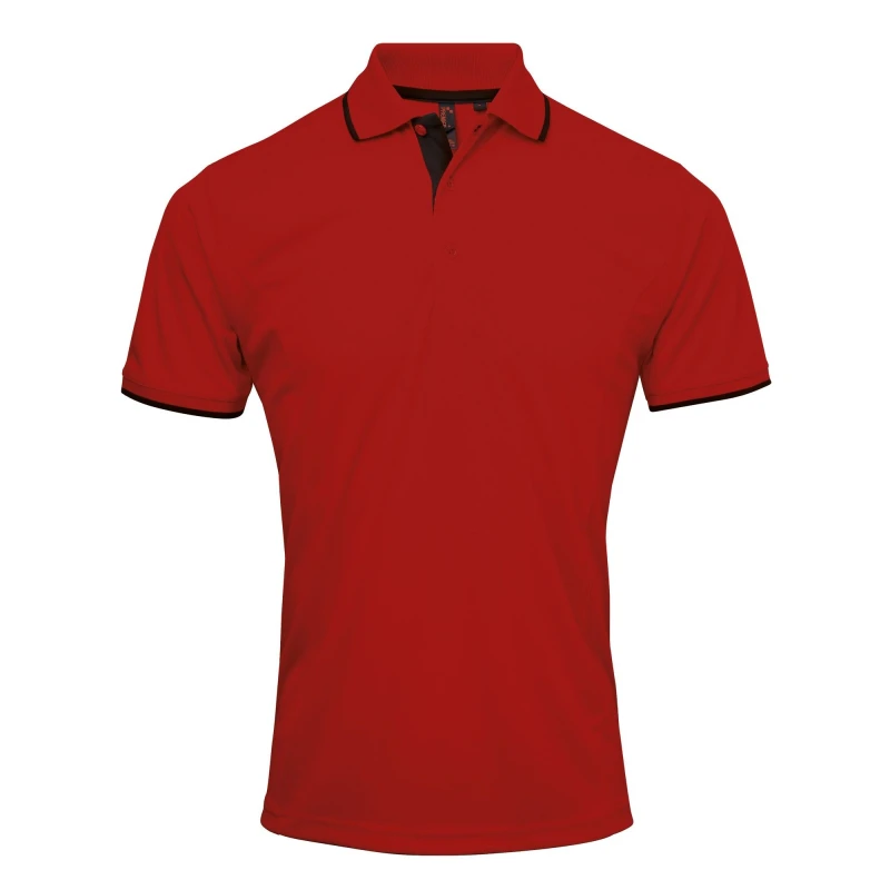Image of Premier Premier Men Contrast Coolchecker Polo Shirt in Red Size: Small Red S Male 5057520100920