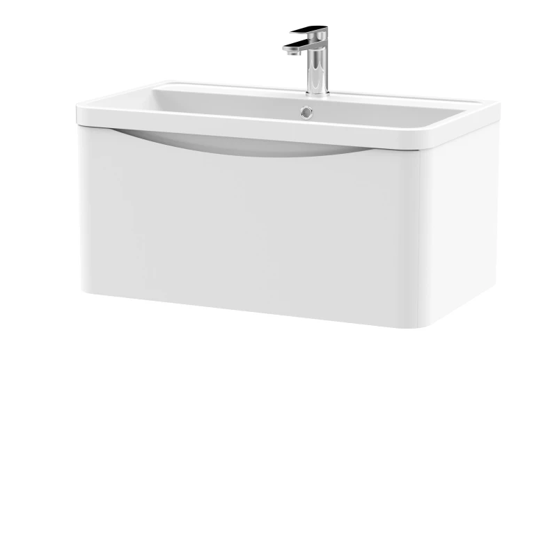 Image of Balterley Wall Hung 1 Drawer Vanity Basin Unit Polymarble Basin White 800mm White