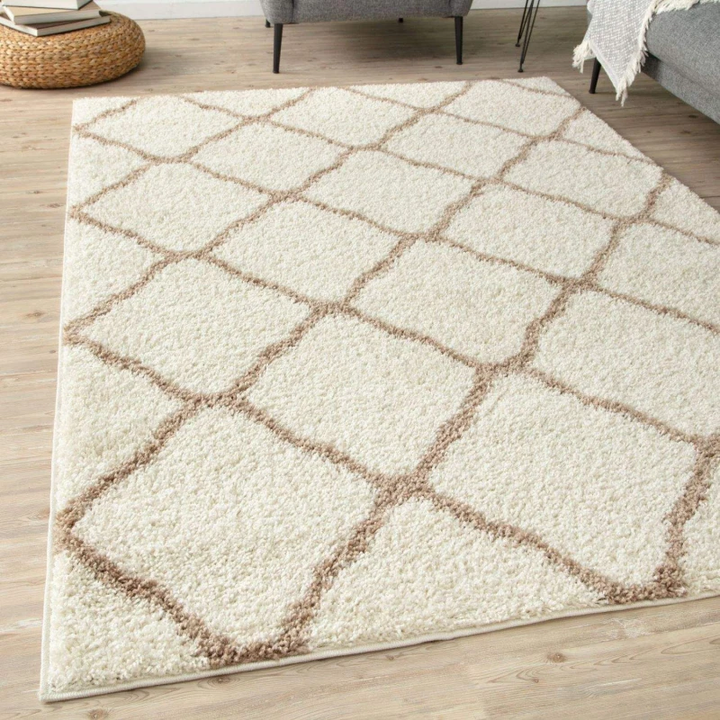 Image of THE RUGS Soft Moroccan Shaggy Rugs & Runners Ivory & Beige Living Room Size: 80cm x 300cm Beige Unisex 80cm x 300 cm