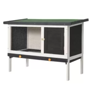 Image of Pawhut Wooden Rabbit Hutch Bunny Cage W/ Openable Roof For Outdoors - Black