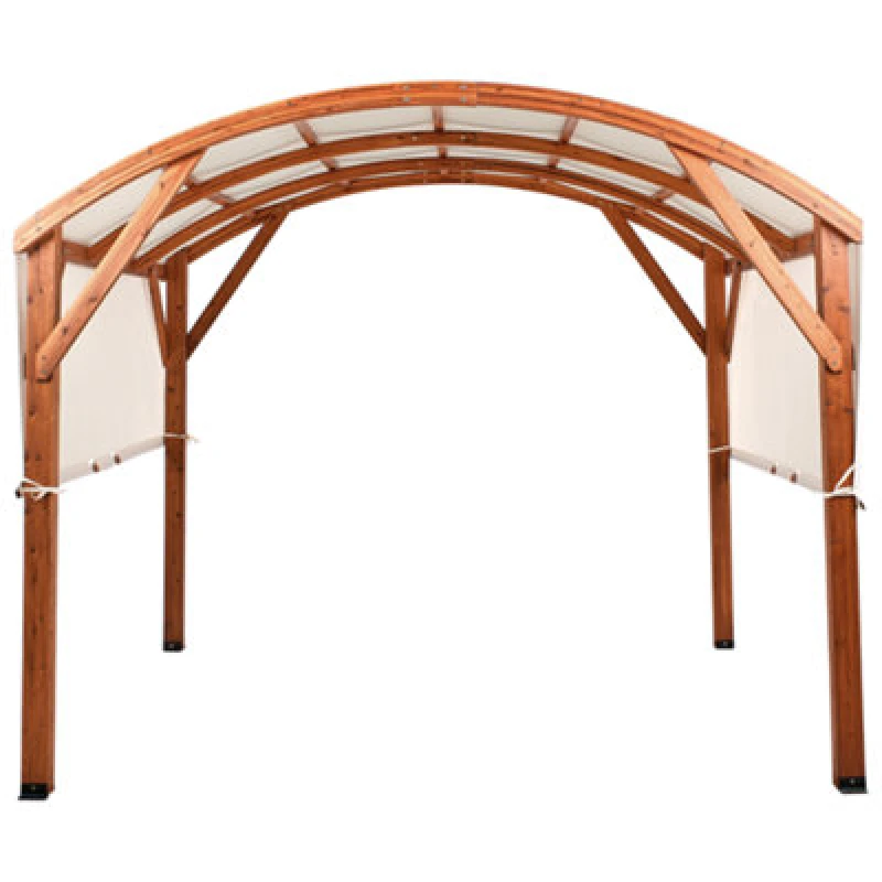 Image of Beliani Gazebo Scopello Fir Wood 303cm 300 Cm Brown/ Beige
