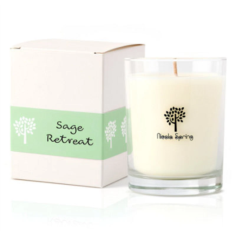Image of Nicola Spring 160G Soy Wax Candle - Sage Retreat - Herbal Spa Fragrance In Glass Jar - Long Burn Aromatherapy Candle