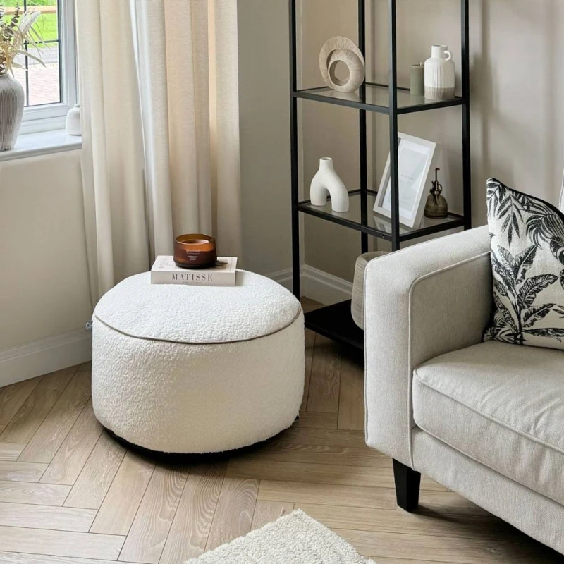 Image of rucomfy Beanbags rucomfy Indoor Bean Bag Pouffe - Snug Drum Footstool in Cream Cream Unisex