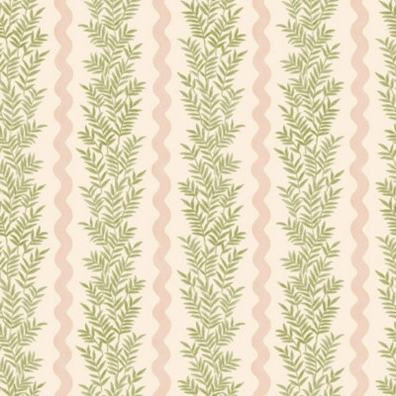 Image of Holden Decor Foliage Stripe Cream / Blush Wallpaper, Green 13960