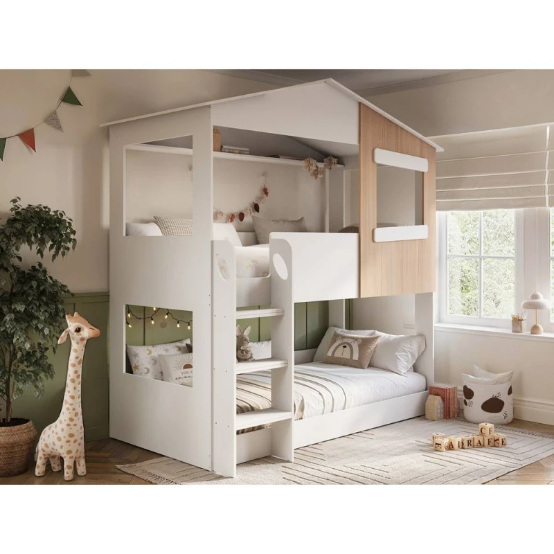 Image of Flair Dreamland House Bunk Bed in White Size: Single White Unisex Single