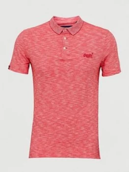 Image of Superdry Orange Label Jersey Polo, Red, Size S, Men