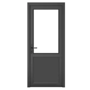 Image of Crystal uPVC Clear Single Door Half Glass Half Panel Right Hand Open 920mm x 2090mm Clear Glazing - Grey