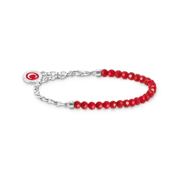 Image of Thomas Sabo Charm Club Charmista Sterling Silver Enamel Red Bracelet A