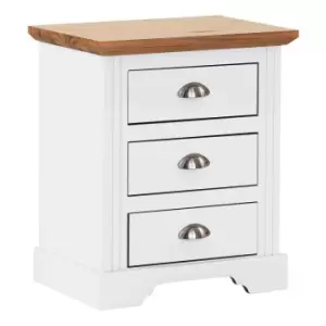 Image of Seconique Toledo 3 Drawer Bedside - White/Oak Effect