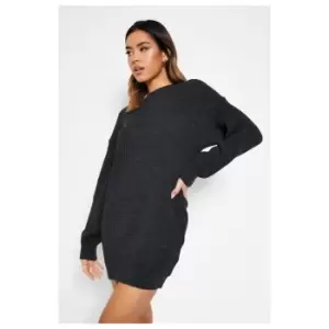 Image of I Saw It First Ribbed Oversized Jumper Dress - Grey