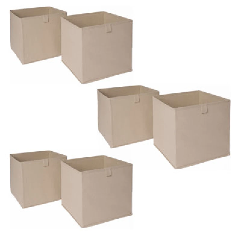 Image of OHS OHS Pack of 6 Plain Folding Storage Boxes in Beige Beige One Size Unisex 5027434163021