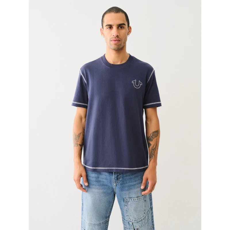 Image of True Religion Big T Horseshoe Tee - Blue Blue S