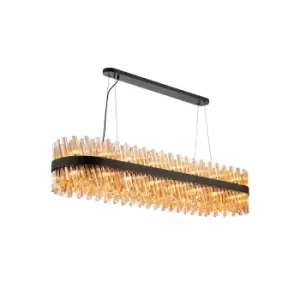 Image of Lysander 36 Light G9, Ceiling Pendant Oblong, Satin Black, Amber Item Weight: 33.98kg
