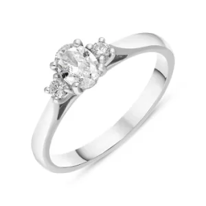 Image of Platinum Diamond Oval and Round Brilliant Cut Three Stone Ring