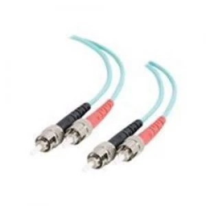 Image of C2G 2m ST-ST 10GB 50/125 OM3 Duplex Multimode PVC Fibre Optic Cable (LSZH) - Aqua