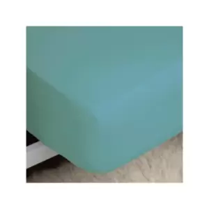 Image of Belledorm Easycare Polycotton Percale 200 Thread Count 11" Deep Fitted Sheet, Teal, Double