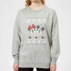 Image of Disney Mickey and Minnie Womens Christmas Sweatshirt - Grey - 4XL