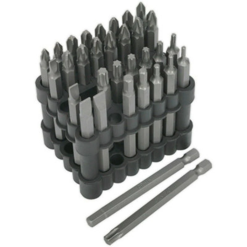 Image of Loops 32 Piece Power Tool Bit Set - 75mm Extra-Long Bits - Chrome Vanadium Steel Metallics