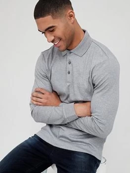 Image of Hugo Boss Pado Long Sleeve Polo Shirt Silver Size XL Men