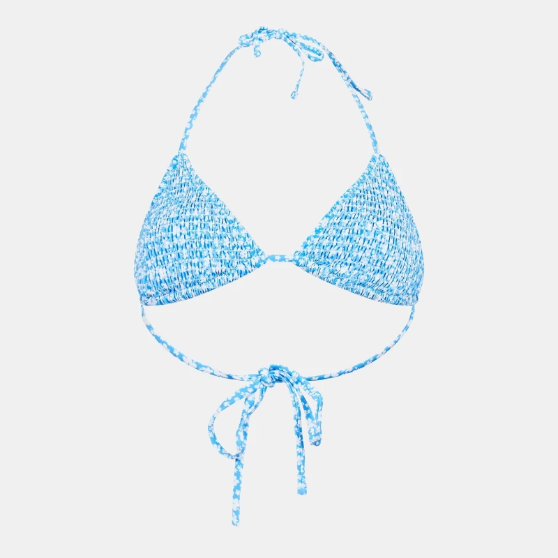 Image of Jack Wills Shirred Triangle Bikini Top - Blue Blue 8