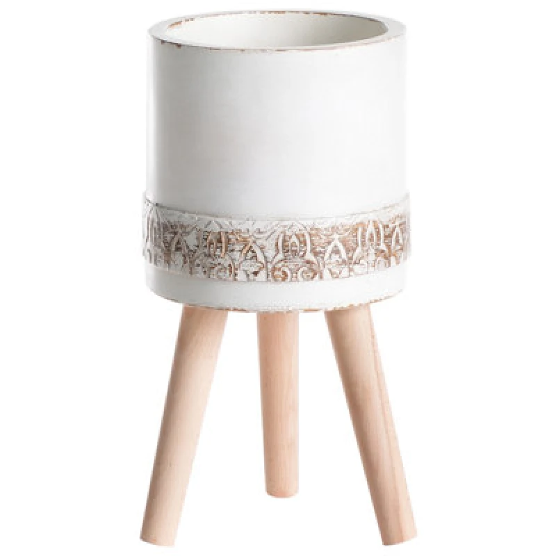 Image of Beliani Elevated Plant Pot Skiatos 22cm Off-White