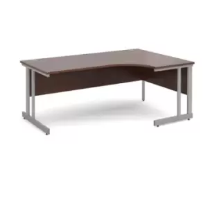 Image of Office Desk Right Hand Corner Desk 1800mm Walnut Top With Silver Frame 1200mm Depth Momento