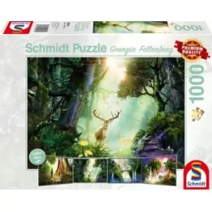 Image of Schmidt Georgia Fellenberg: Deer in the Forest Jigsaw Puzzle - 1000 Pieces