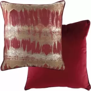 Image of Inca Textured Piped Edge Cushion Cover, Burgundy, 43 x 43cm - Evans Lichfield