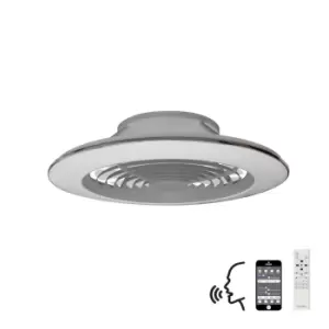 Image of Alisio XL LED Dimmable Ceiling Light & 58W DC Reversible Fan, Silver, Remote Control, APP & Alexa/Google Voice Control