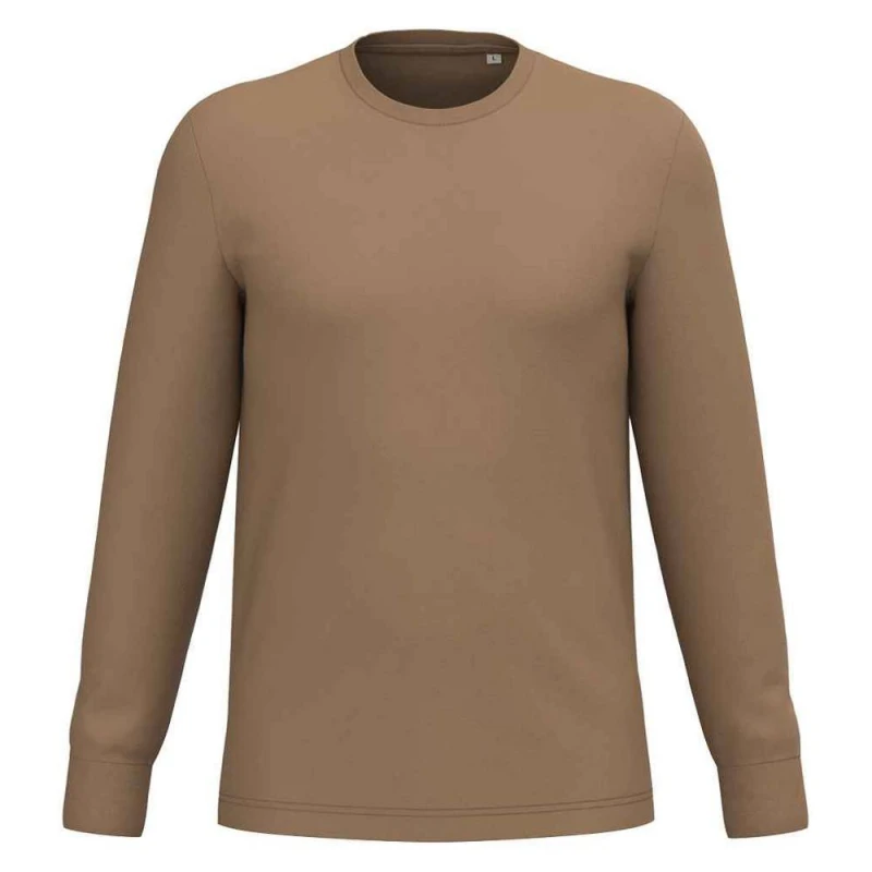 Image of Native Spirit Mens Friendly Long-Sleeved T-Shirt in Camel Size: Medium Camel Male M