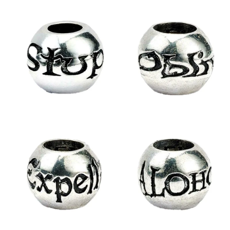 Image of Harry Potter Spells Charm Beads Set (Pack Of 4) Silver female