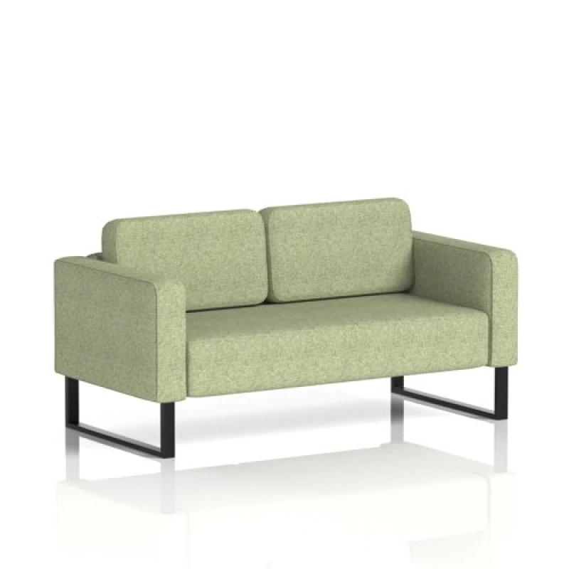 Image of Brixworth Office Sofa 2 Seater with Black Legs in Rivet Fabric - Burnish