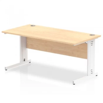 Image of Trexus Rectangular Desk White Cable Managed Leg 1600x800mm Maple Ref