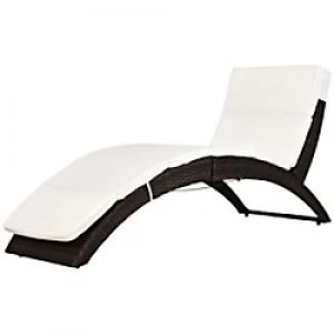 Image of Outsunny Rattan Lounger 01-0800 White, Brown