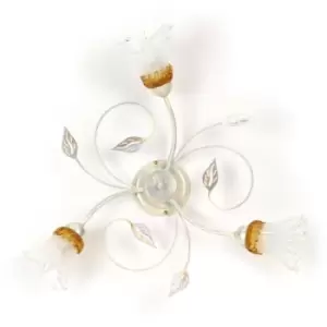 Image of Onli Lancia 3 Light Multi Arm Semi Flush Ceiling Lamp, White