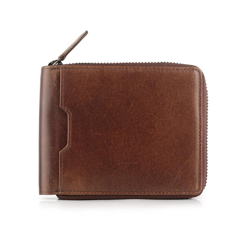 Image of PRIMEHIDE Leather Alperto Zip Around Wallet Brown male 12 x 10