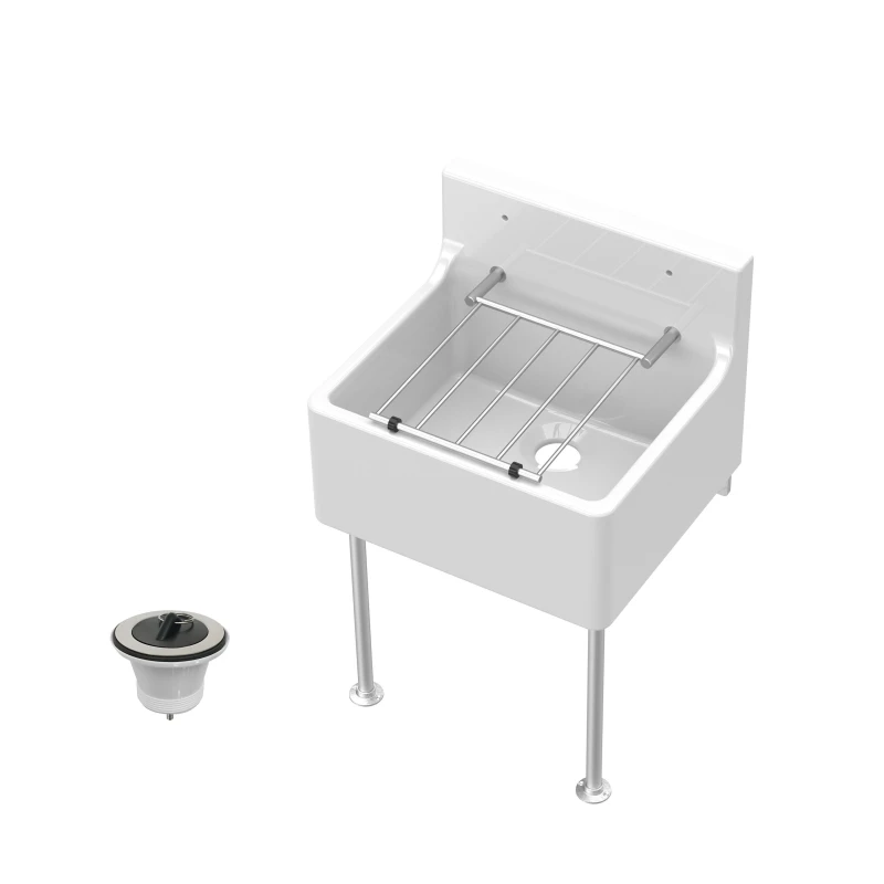 Image of Balterley Traditional Fireclay Cleaner Kitchen Sink with Waste & Legs in White White Unisex