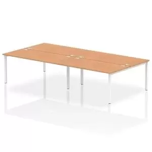 Image of Impulse Bench B2B 4 Person 1600 White Frame Office Bench Desk Oak
