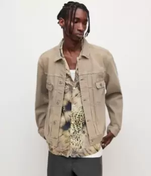 Image of AllSaints Mens Cotton Relaxed Fit Bush Jacket, Brown, Size: M, Brown