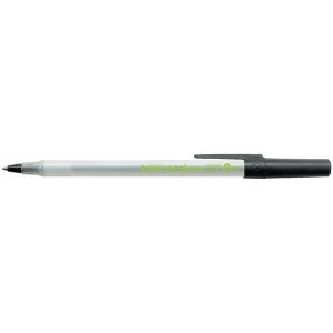 Image of Bic Ecolutions Round Stic Recycled Slim Ballpoint Pen 1.0mm Tip 0.4mm Line Black Pack of 60