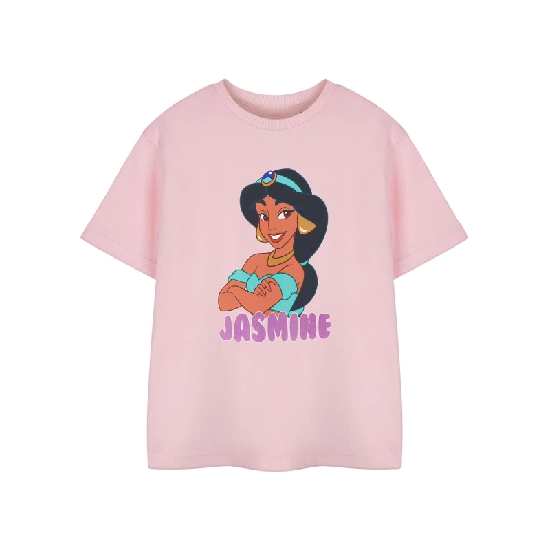 Image of (7-8 Years) Disney Princess Short Sleeved T-Shirt (Girls Pink)