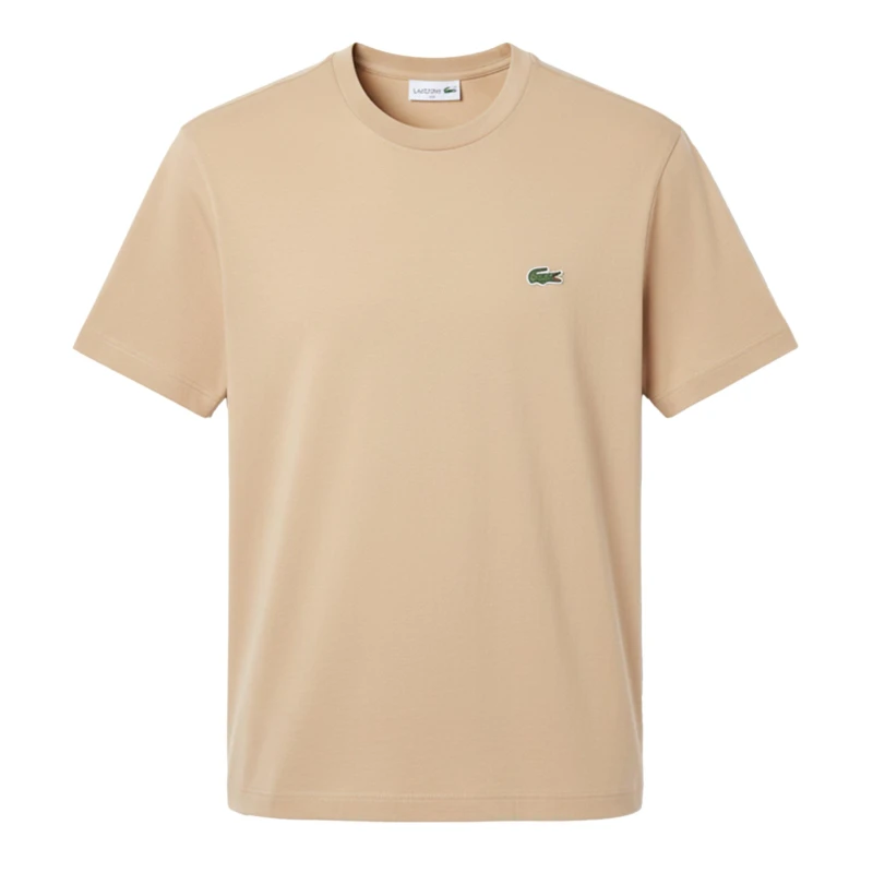 Image of Lacoste Slim-Fit Cotton Interlock T-Shirt Beige male XS